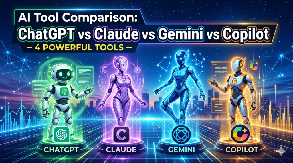AI Tool Comparison ChatGPT vs Claude vs Gemini vs Copilot - 4 Powerful tools